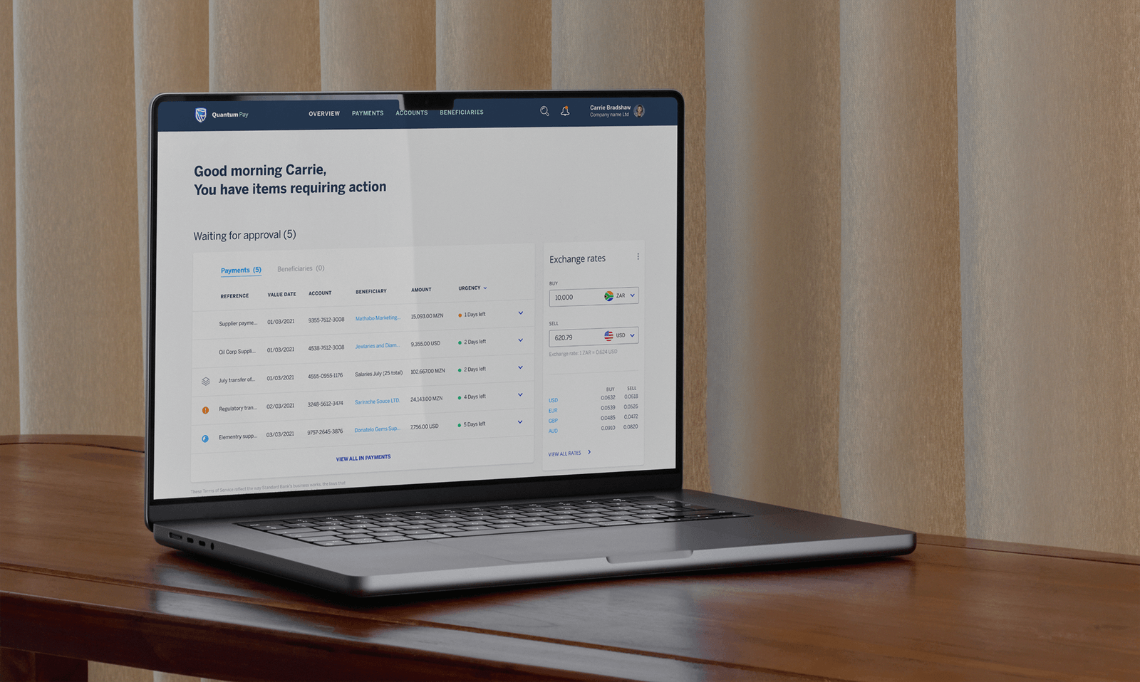 Standard Bank QPay role-specific view